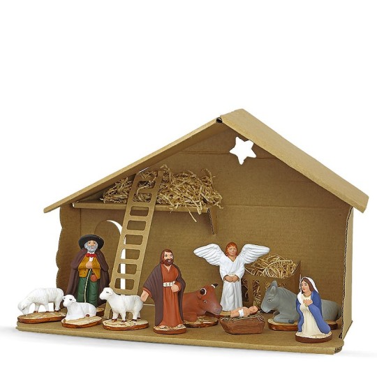 Étable & nativité en carton naturel